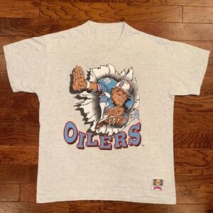 Vintage Houston Oilers T Shirt 90s NFL Nutmeg Graphic Tee Men XL